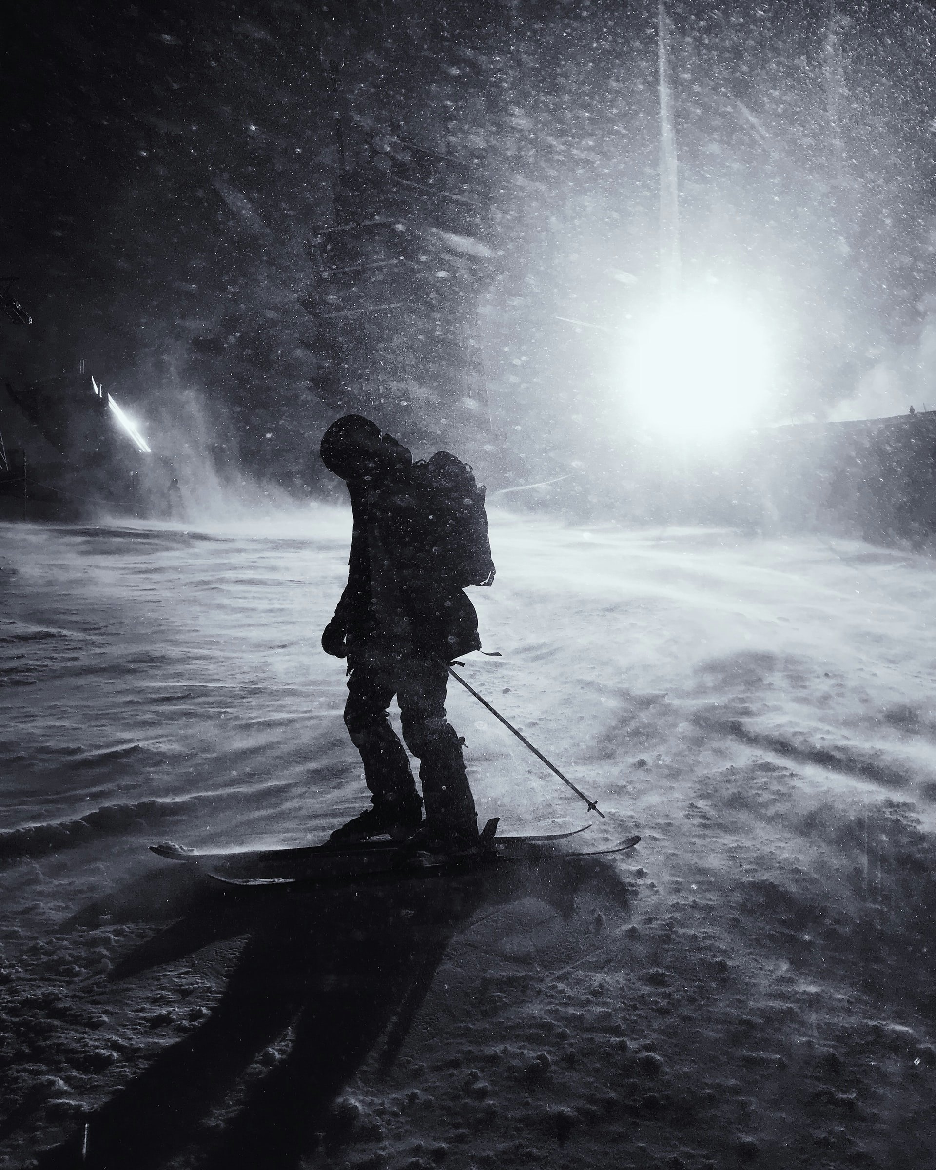 ski touring at night