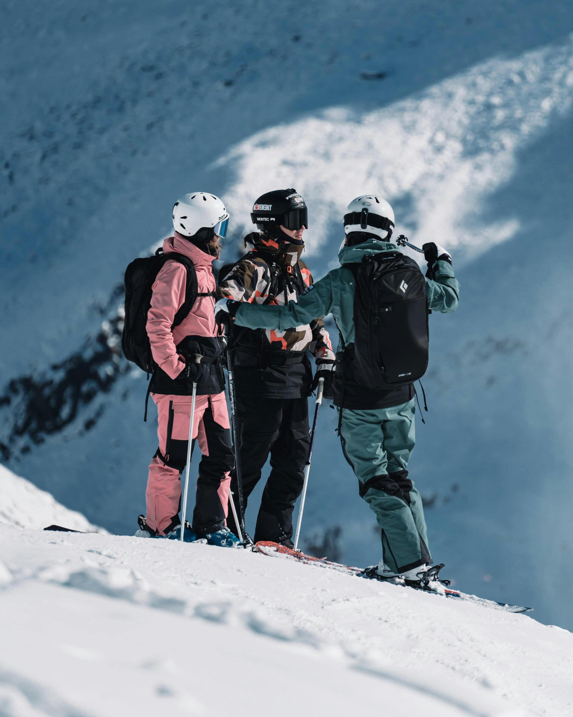 group of girls on a ski holiday on top of a mountain
